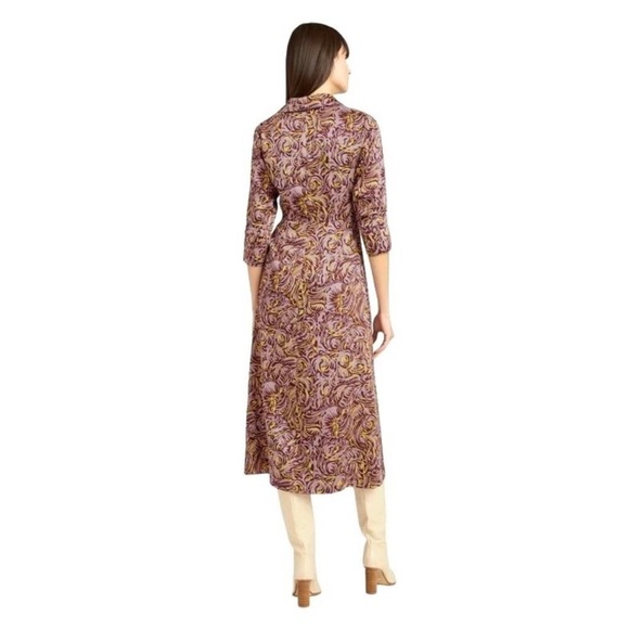 Cinq À Sept  Dayna Desert Rose Printed Twill Gathered Midi Dress Size 2 NWT - Picture 3 of 7